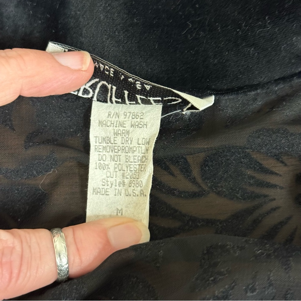 Truffles Black Velvet Collar Sheer Floral Burnout Blouse with Tank - Women’s Med - Picture 6 of 9